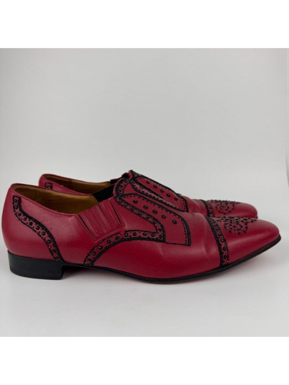 Christian Louboutin Red Embelish Greggo Flat Loafers Black Size 44 11 US Italy